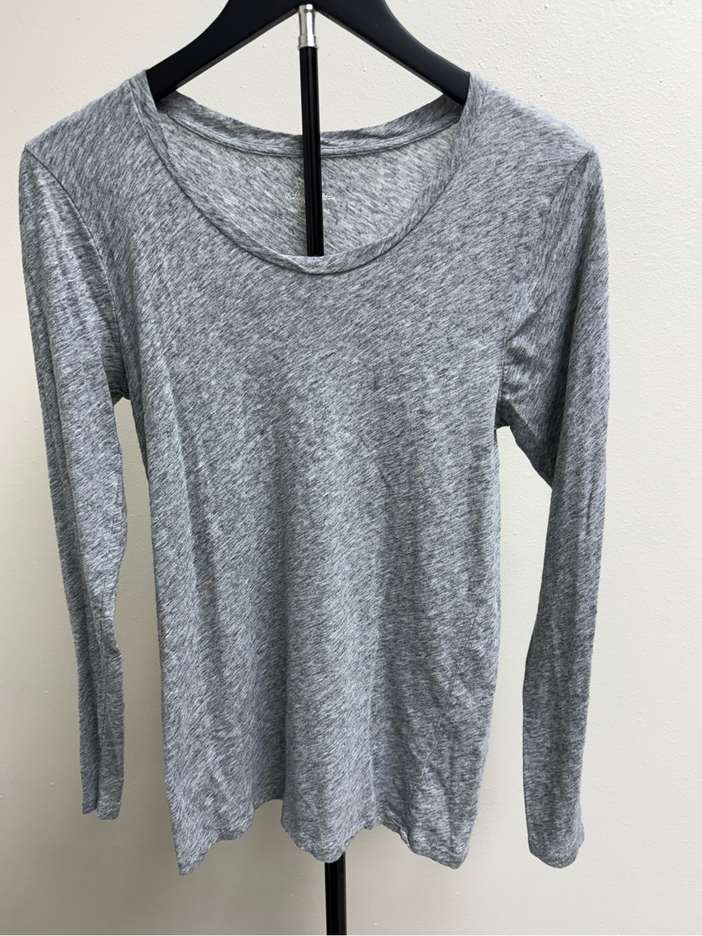 J. Crew Gray Heather Long Sleeve Scoop Neck Top